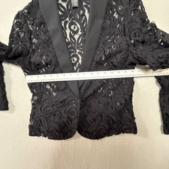 I.N.C. Sheer Black Lace Romantic Feminine Goth Blazer Jacket Women Medium - Picture 8 of 15
